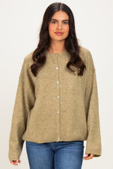 Olive Long Sleeve Crew Neck Cardigan