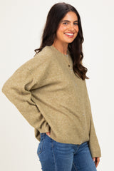 Olive Long Sleeve Crew Neck Cardigan