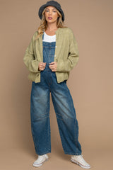 Olive Long Sleeve Crew Neck Maternity Cardigan