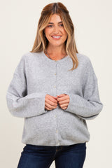 Heather Grey Long Sleeve Crew Neck Maternity Cardigan