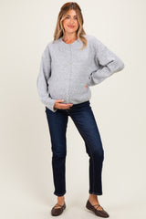 Heather Grey Long Sleeve Crew Neck Maternity Cardigan