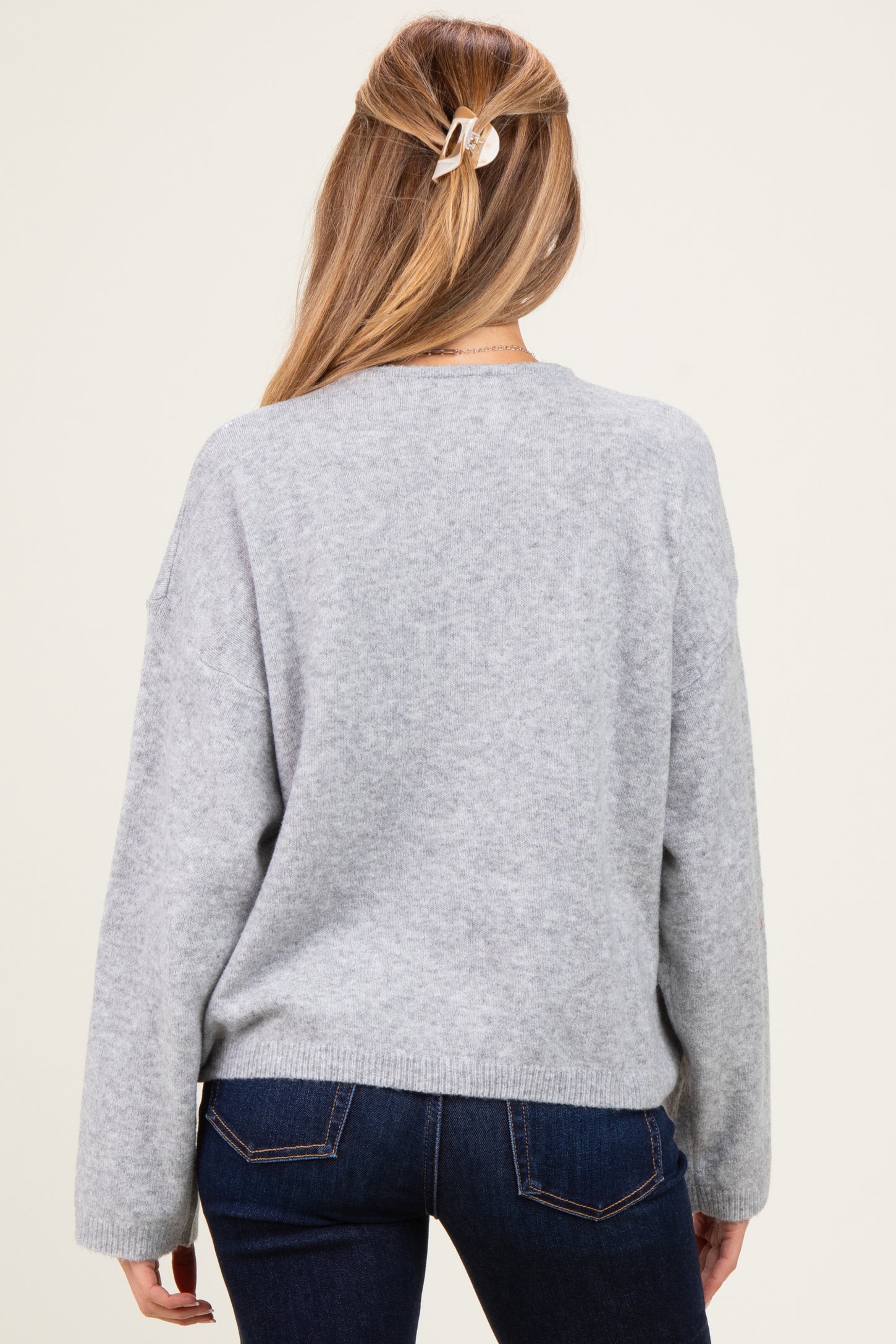 Heather Grey Long Sleeve Crew Neck Maternity Cardigan