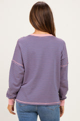 Pink Navy Striped Oversized Maternity Pullover