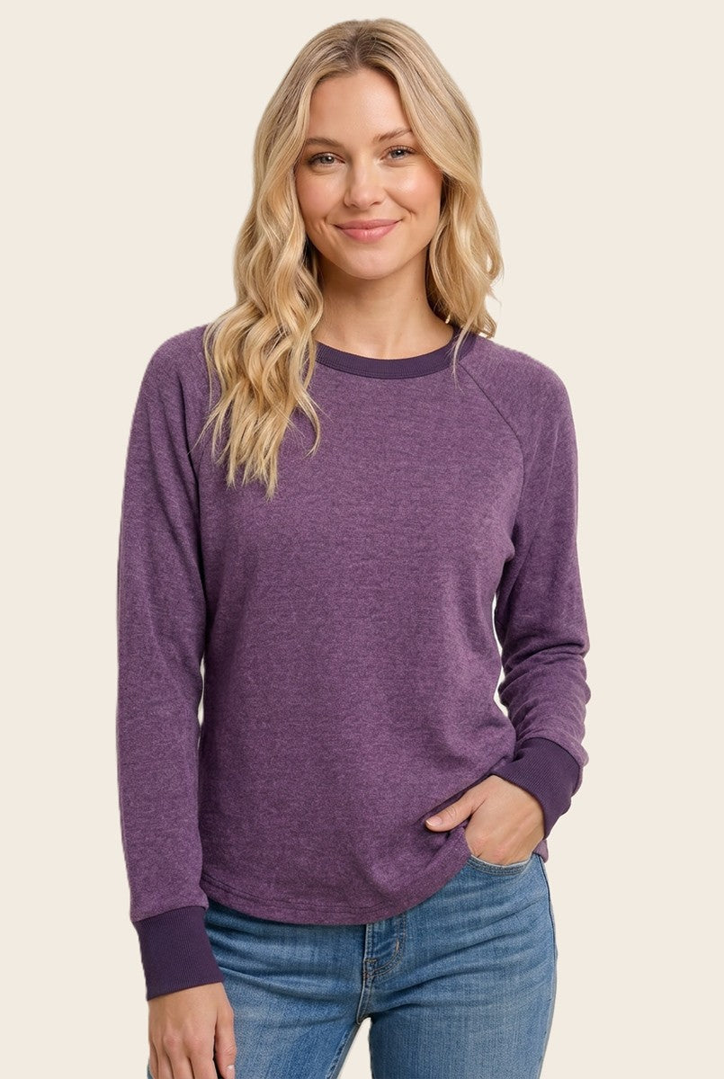Plum Brushed Knit Long Sleeve Maternity Top