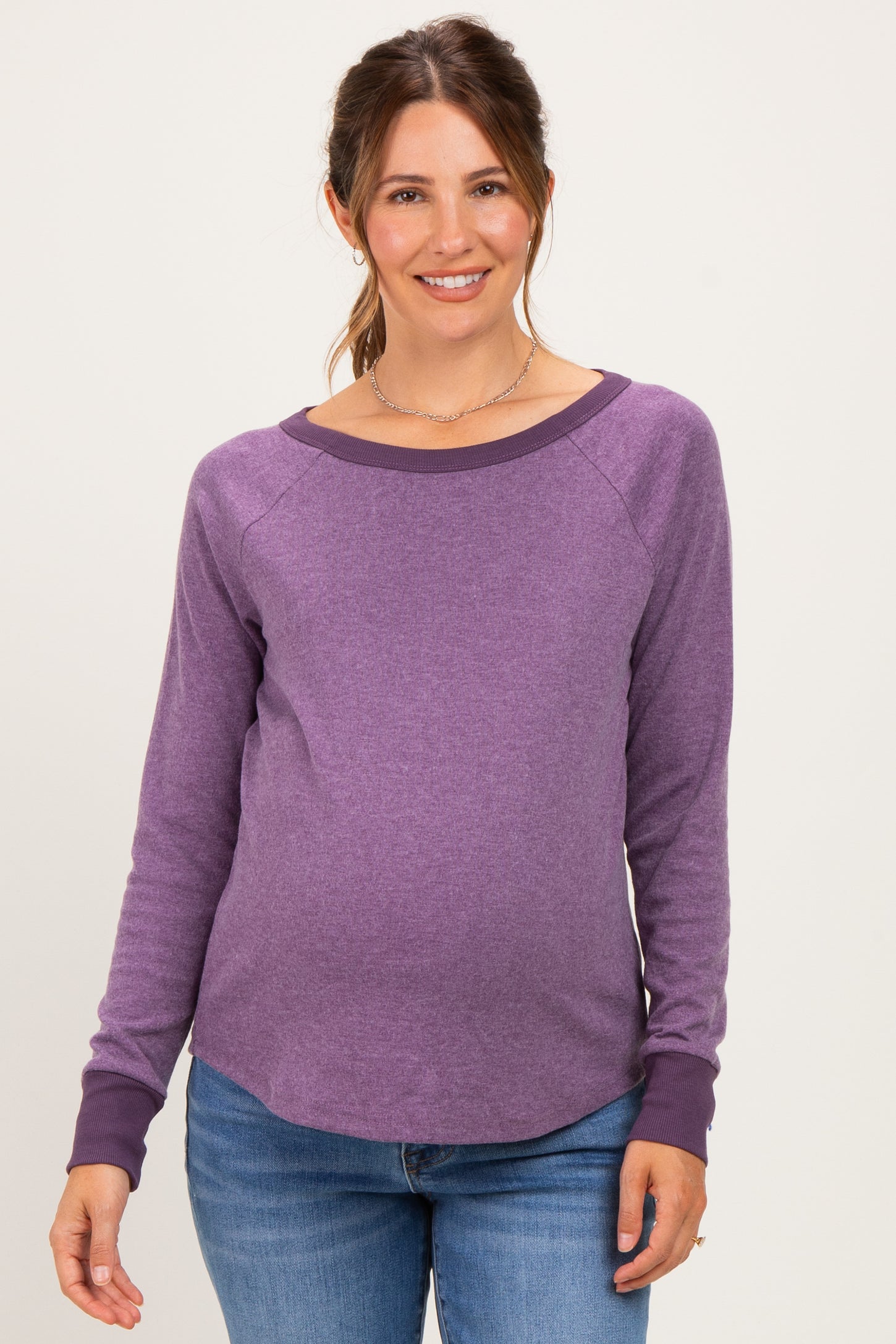 Plum Brushed Knit Long Sleeve Maternity Top