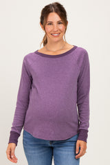Plum Brushed Knit Long Sleeve Maternity Top
