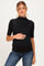 Black Funnel Neck Elbow Sleeve Top