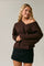 Dark Brown V-Neck Drop Shoulder Sweater