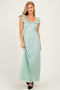Aqua Textured Short Sleeve Sweetheart Maxi Dress