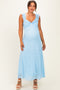 Light Blue Textured Short Sleeve Sweetheart Maternity Maxi Dress