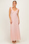 Pink Textured Short Sleeve Sweetheart Maxi Dress
