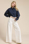 Navy Polka Dot Oversized Button Down Shirt
