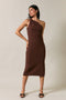 Brown One Shoulder Side Sit Midi Dress