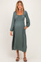 Light Olive Long Sleeve Square Neck Maternity Maxi Dress