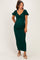 Hunter Green Knit Twisted Bust Short Sleeve Maternity Midi Dress
