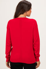 Red Solid Basic Maternity Sweater