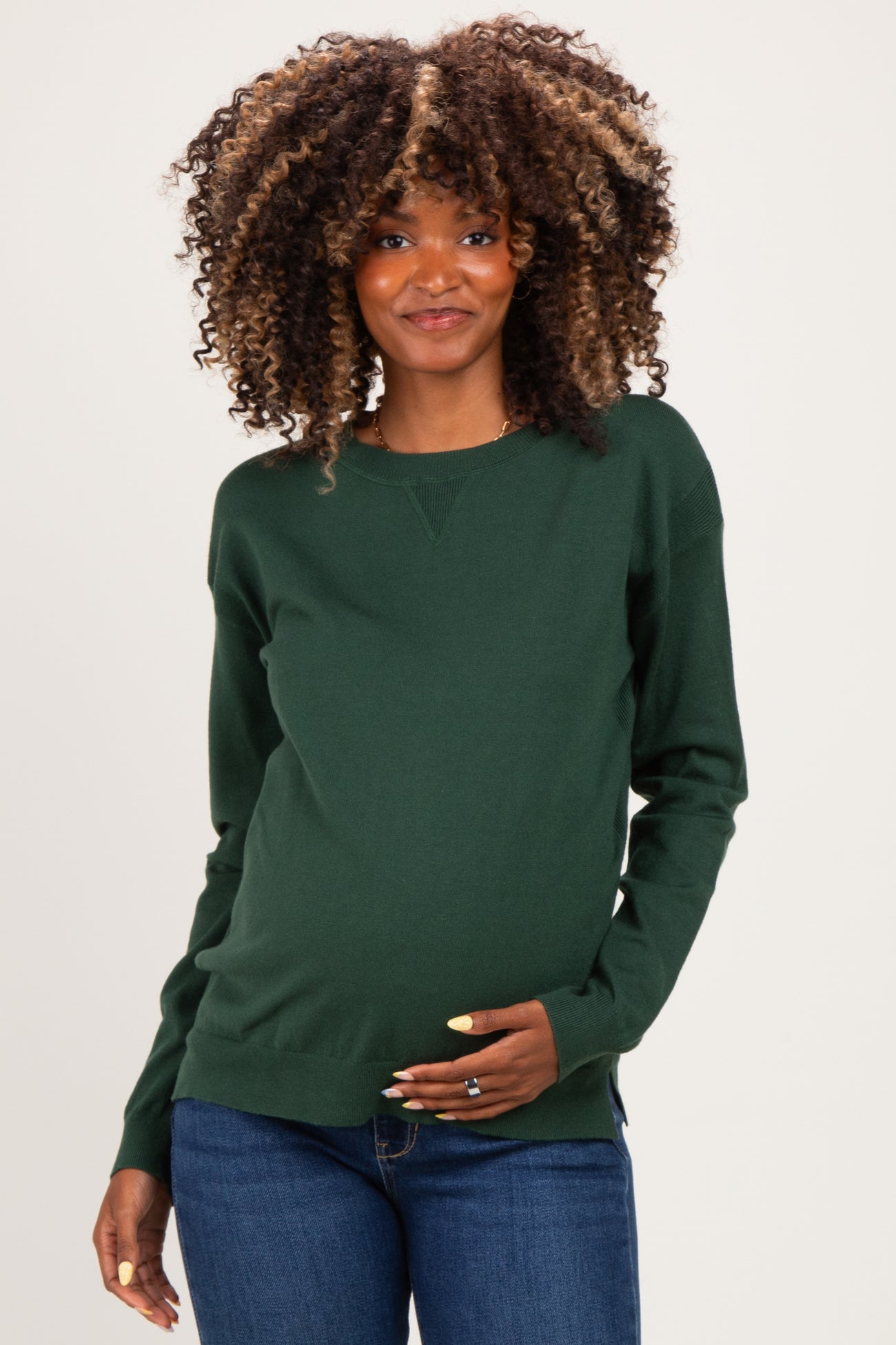 Forest Solid Basic Maternity Sweater