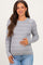 Heather Grey Ribbed Basic Striped Fitted Maternity Sweater