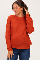 Rust Waffle Textured Maternity Sweater