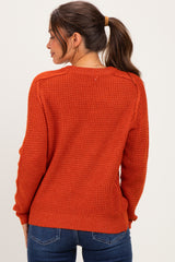 Rust Waffle Textured Maternity Sweater