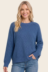 Blue Waffle Textured Sweater