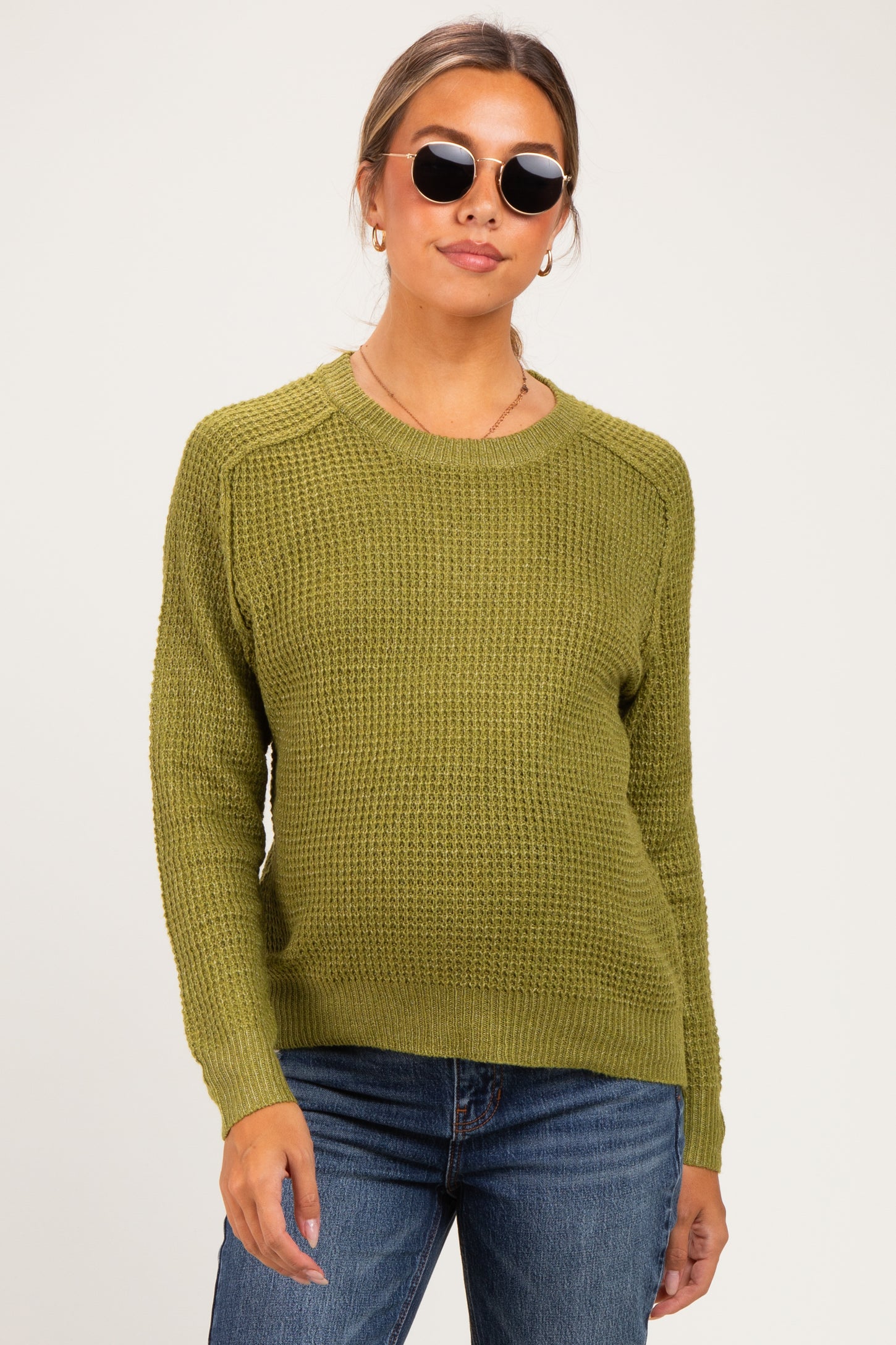 Matcha Waffle Textured Maternity Sweater