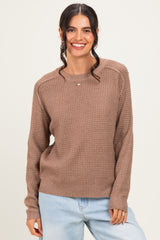Mocha Waffle Textured Maternity Sweater