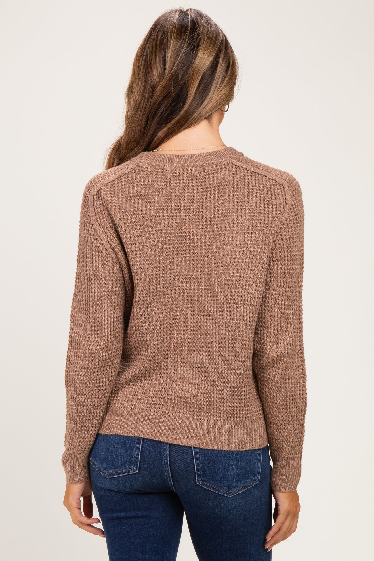 Mocha Waffle Textured Maternity Sweater