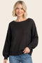 Black Balloon Sleeve Boat Neck Sweater