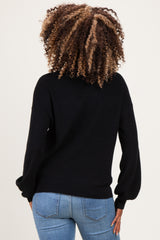 Black Balloon Sleeve Boat Neck Maternity Sweater
