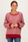 Burgundy Two Tone Oversized Thermal Knit Top