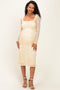Cream Floral Lace Long Sleeve Square Neck Maternity Midi Dress