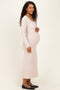 Beige Scoop Neck Long Sleeve Maternity Midi Dress