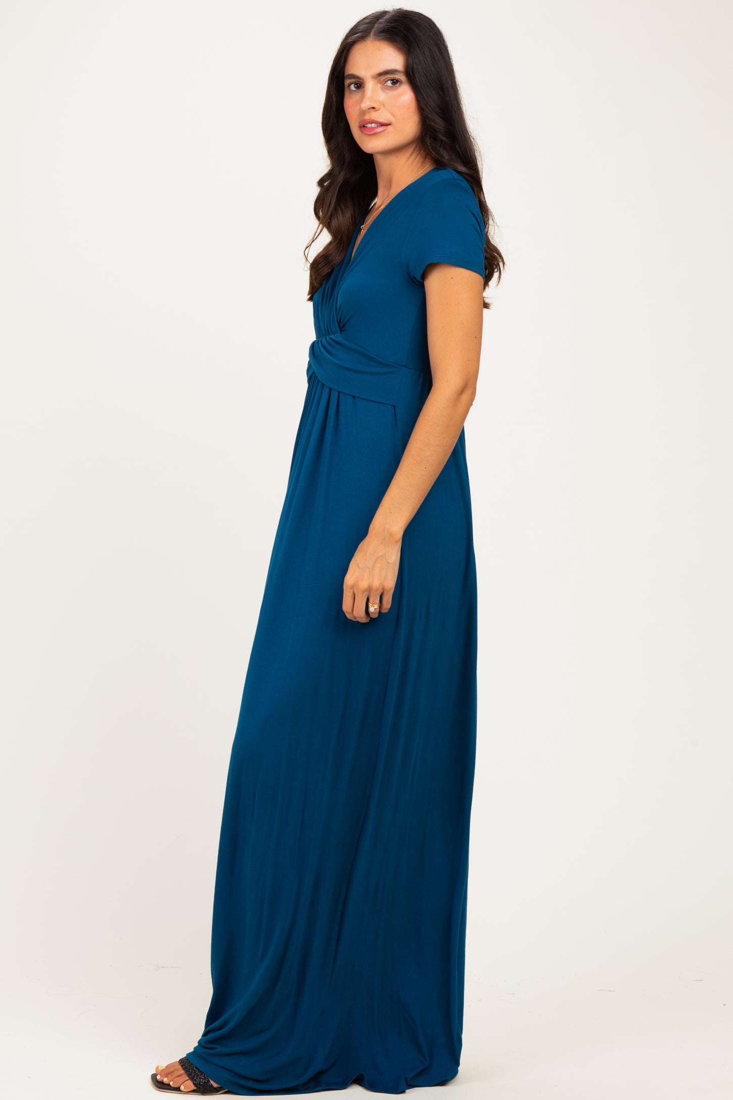PinkBlush Teal Draped Nursing Maxi Dress