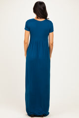 PinkBlush Teal Draped Nursing Maxi Dress