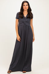 PinkBlush Charcoal Draped Nursing Maxi Dress