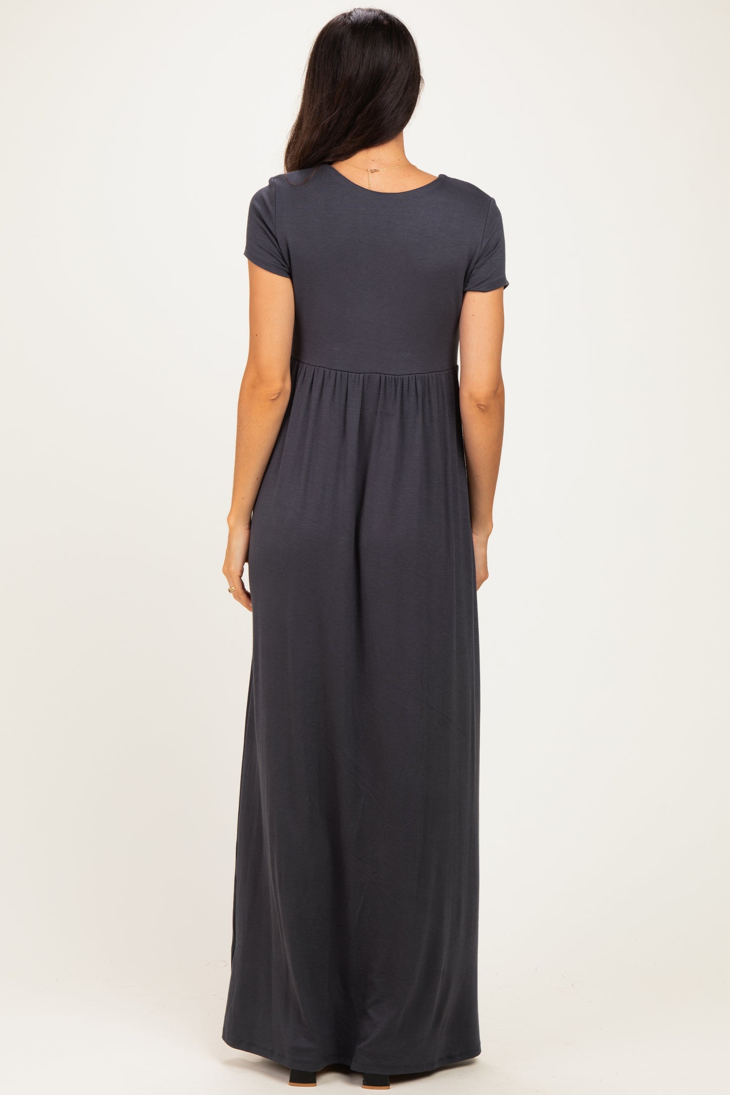 PinkBlush Charcoal Draped Nursing Maxi Dress