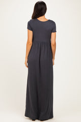 PinkBlush Charcoal Draped Nursing Maxi Dress
