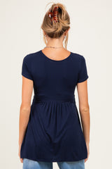 PinkBlush Navy Draped Front Maternity Nursing Top