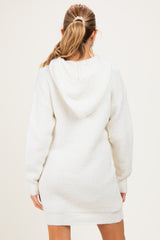 Ivory Chunky Waffle Knit Hooded Maternity Tunic Dress