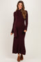 Burgundy Ribbed Knit Scarf Maternity Midi Dress