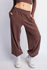 Mocha Cropped Long Sleeve Pant Set