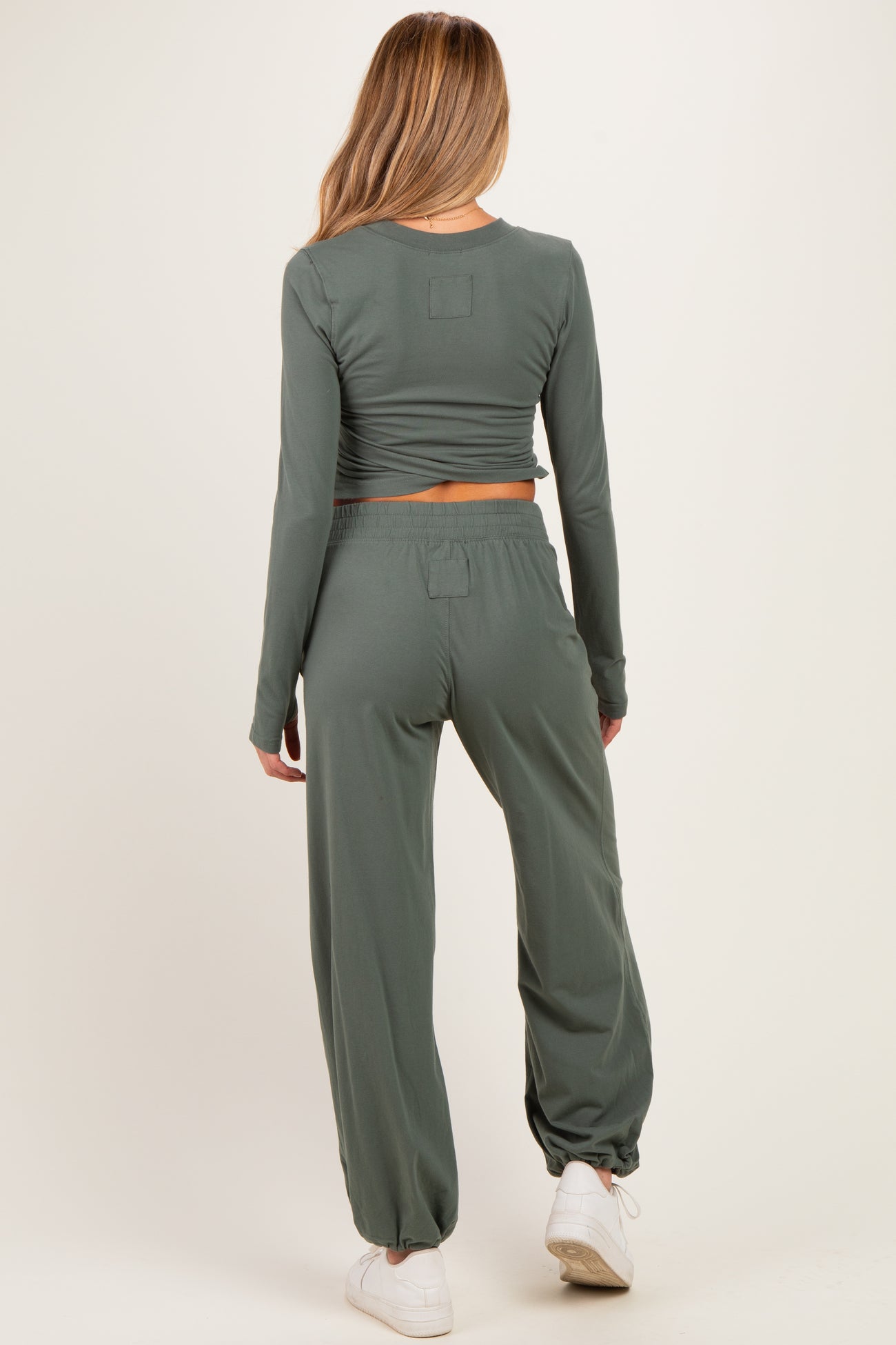 Smoky Fern Cropped Long Sleeve Pant Maternity Set