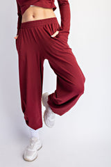 Winter Berry Cropped Long Sleeve Pant Set