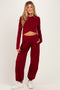 Winter Berry Cropped Long Sleeve Pant Maternity Set