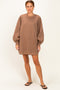 Mocha Oversized Bubble Sleeve Sweatshirt Dress