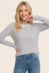 Ivory Navy Basic Pinstripe Sweater