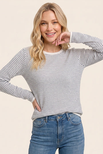 Ivory Navy Basic Pinstripe Sweater