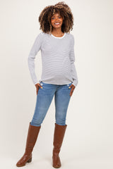 Ivory Navy Basic Pinstripe Maternity Sweater