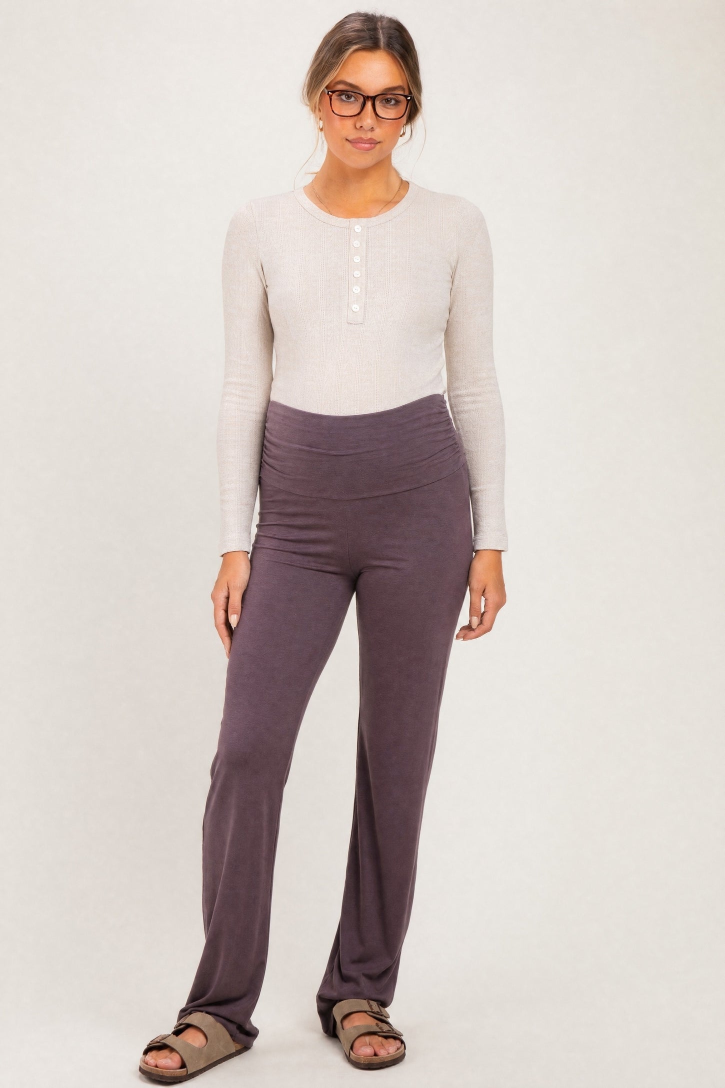 PinkBlush Purple Foldover Maternity Lounge Pants